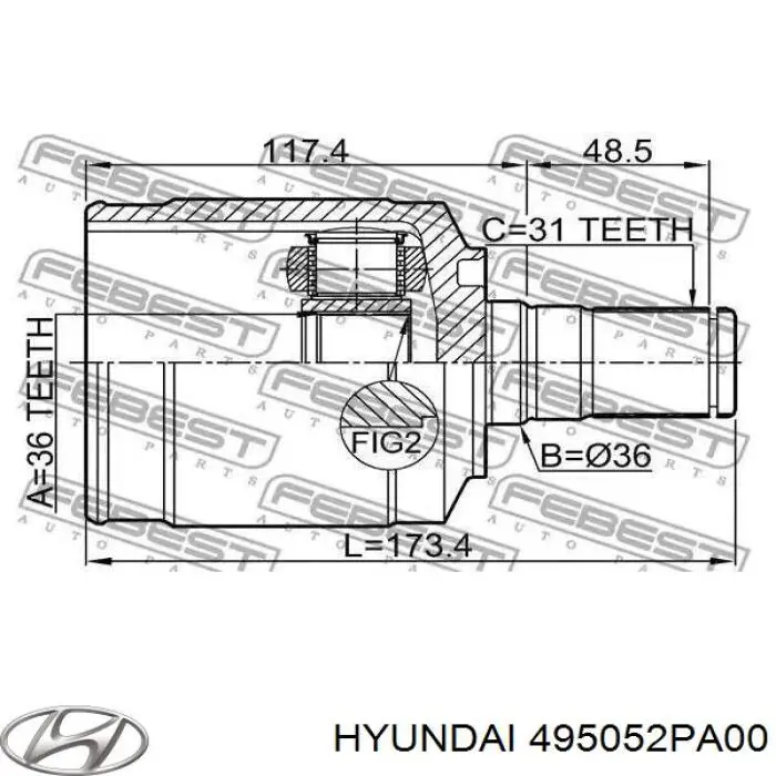 Купить 495052PA00 Hyundai/Kia Шрус внутренний левый