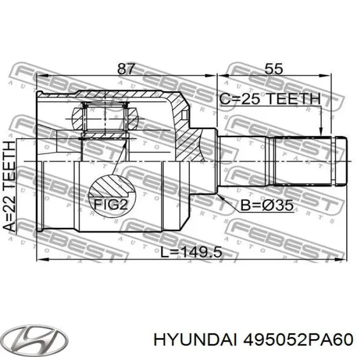 Купить 495052PA60 Hyundai/Kia ШРУС внутренний задний