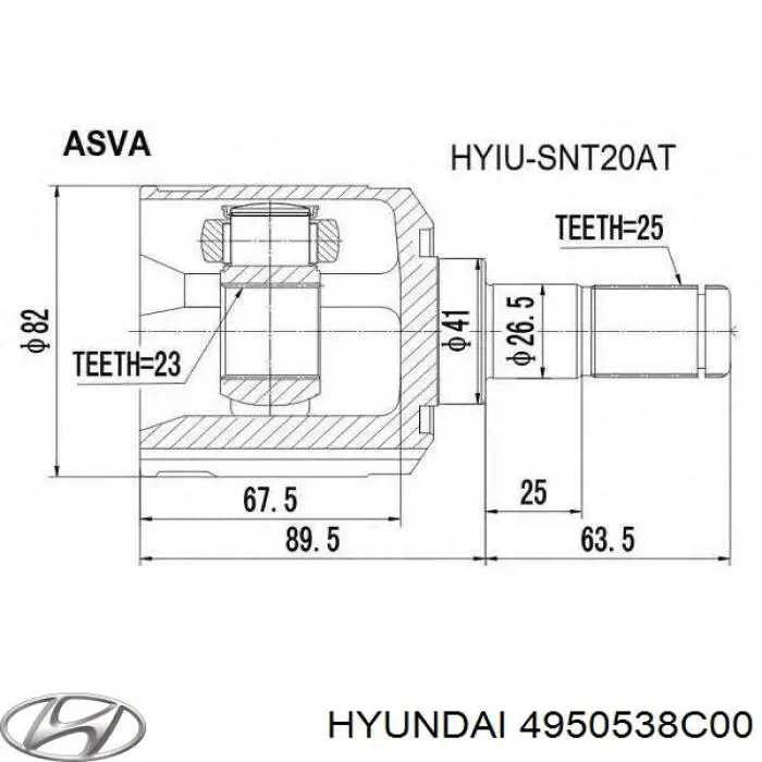 Купить 4950538C00 Hyundai/Kia ШРУС внутренний