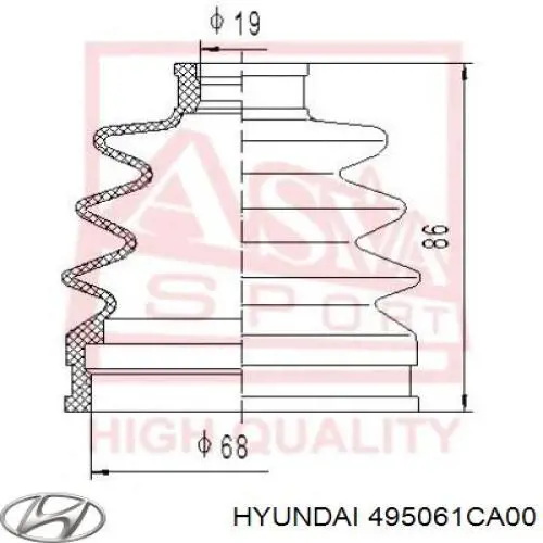 Пыльник ШРУСа внутренний, передней полуоси Hyundai/Kia 4950602A00