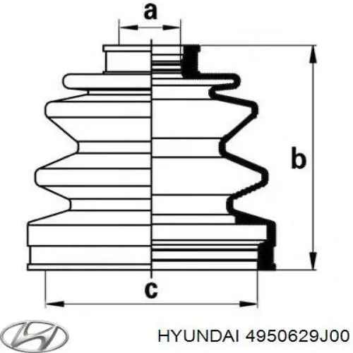 4950629J00 Hyundai/Kia пыльник шруса передней полуоси внутренний
