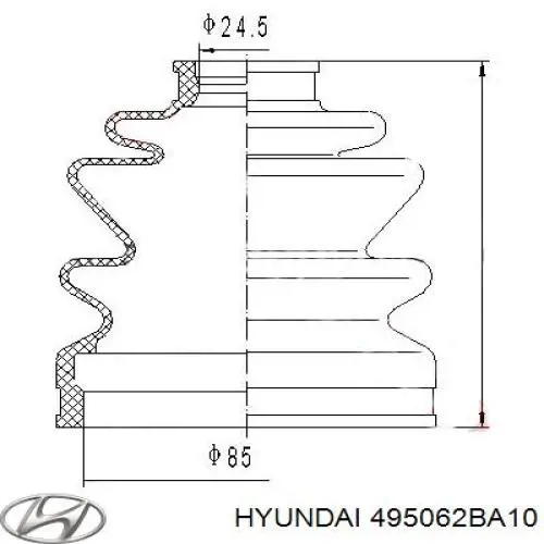 Купить 495062BA10 Hyundai/Kia Пыльник ШРУСа внутренний, передней полуоси, левый