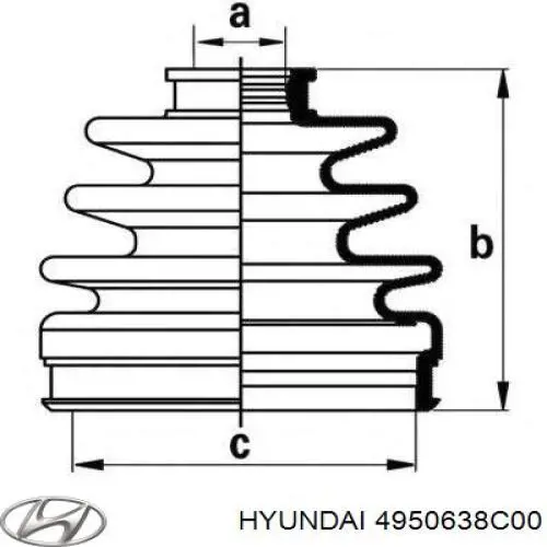 Купить 4950638C00 Hyundai/Kia Пыльник гранаты внутренний, передней полуоси