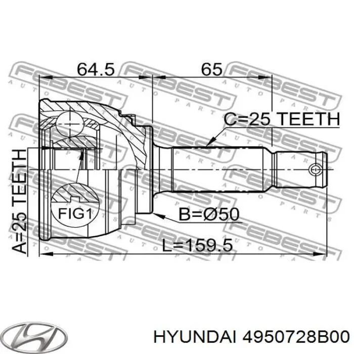 Купить 4950728B00 Hyundai/Kia ШРУС внешний передний, правый