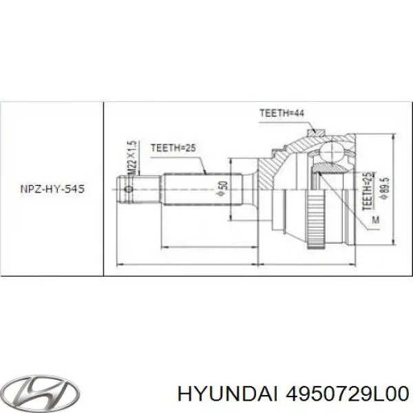 ШРУС внешний передний, левый Hyundai/Kia 4950729L00 цена, от 132.77 USD