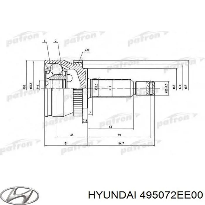 495072EE00 Hyundai/Kia Граната наружняя передняя левая