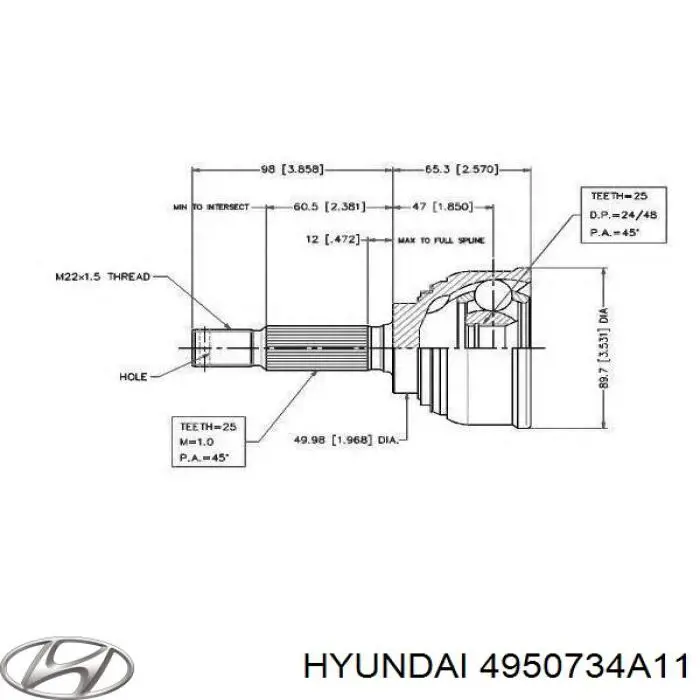 Купить 4950734A01 Hyundai/Kia Привод в сборе левый