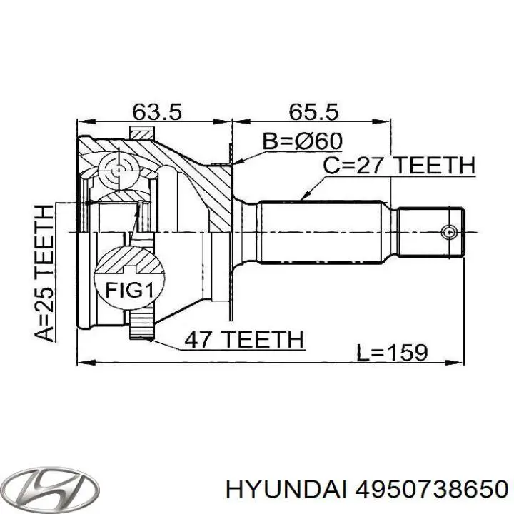 Купить 4950738650 Hyundai/Kia ШРУС внешний передний, правый