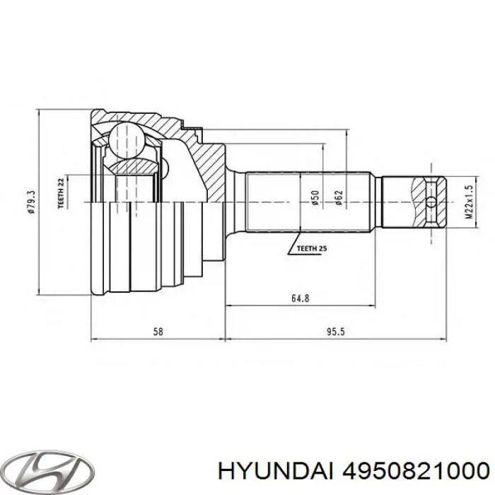 4950821000 Hyundai/Kia шрус наружный передний
