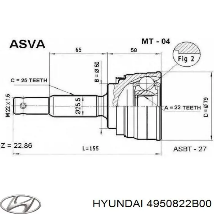 Привод передний правый Hyundai/Kia 4950822B00 цена, от 88.69 USD