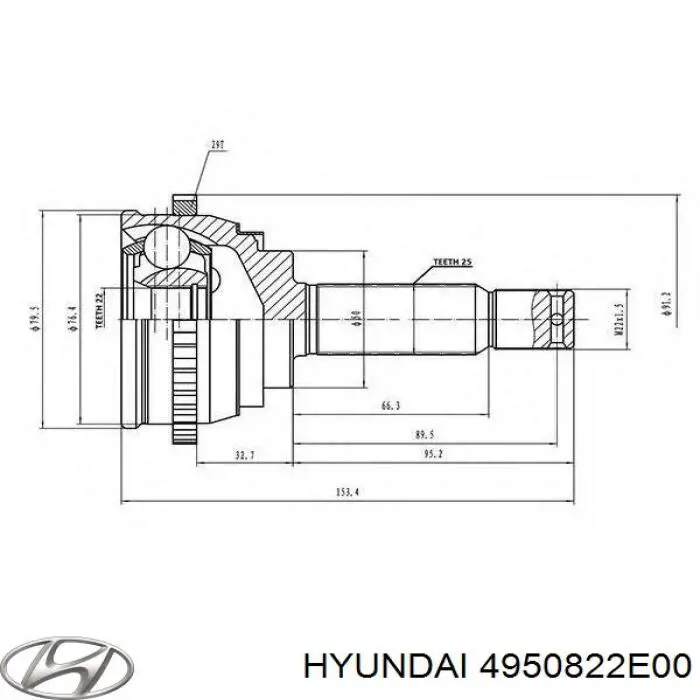 Полуось (привод) передняя правая 4950822E00 Hyundai/Kia