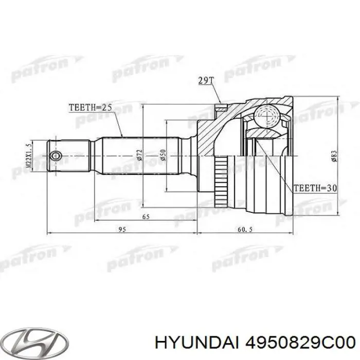 4950829C00 Hyundai/Kia шрус наружный передний
