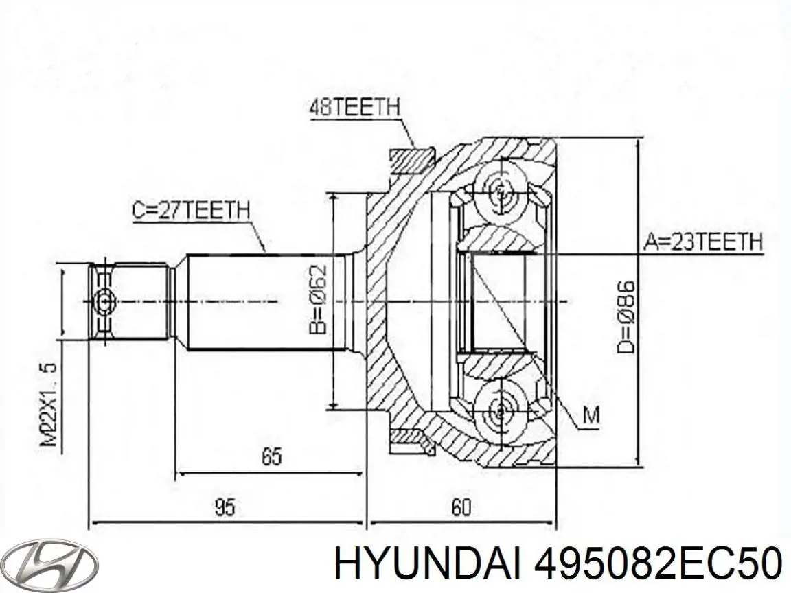 ШРУС наружный передний правый MARKET (OEM) XX495082EC50