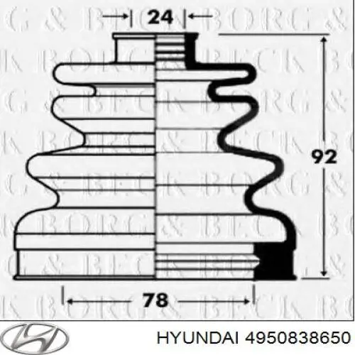 4950838650 Hyundai/Kia пыльник шруса передней полуоси внутренний