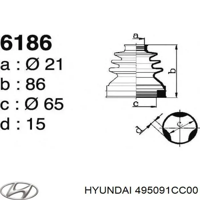 Купить 495091CC00 Hyundai/Kia Пыльник гранаты наружный, передний