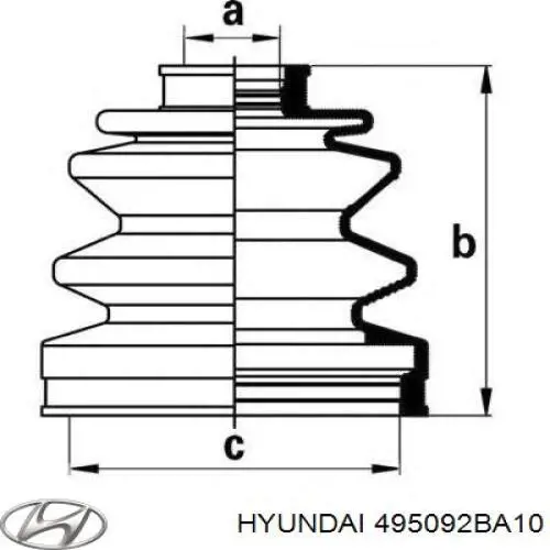 Пыльник ШРУСа наружный левый 495092BA10 Hyundai/Kia