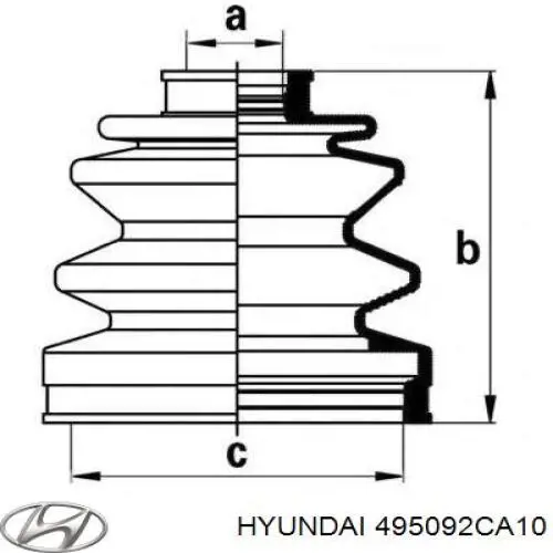 495092CA10 Hyundai/Kia пыльник шруса передней полуоси внутренний правый