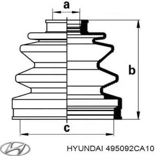 Пыльник ШРУСа передней полуоси внутренний правый 495092CA10 Hyundai/Kia