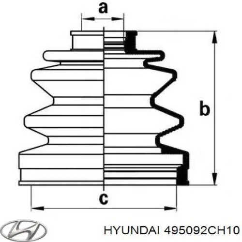 495092CH10 Hyundai/Kia пыльник шруса наружный левый