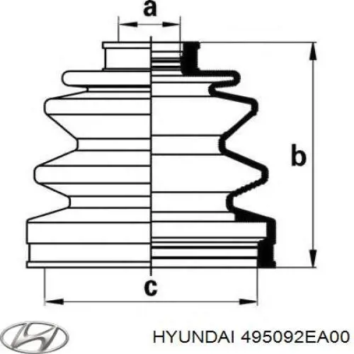 495092EA00 Hyundai/Kia пыльник шруса передней полуоси наружный