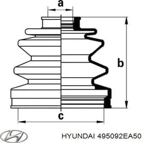 Пыльник ШРУСа наружный левый 495092EA50 Hyundai/Kia