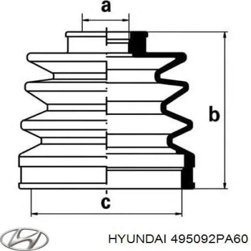 495092PA60 Hyundai/Kia bota de proteção externa de junta homocinética do semieixo traseiro