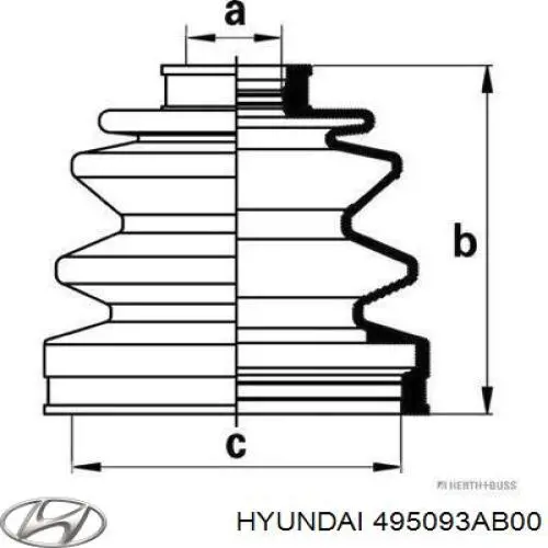 Купить 495093AB00 Hyundai/Kia Пыльник гранаты наружный, передний