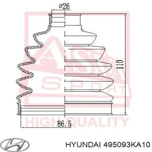 Купить 495093KA10 Hyundai/Kia Пыльник гранаты наружный, передний