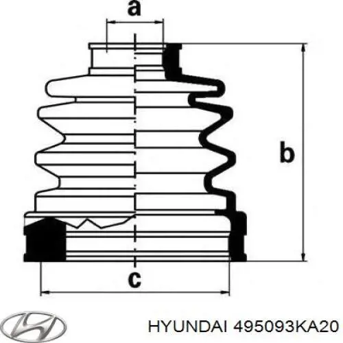 Купить 495093KA20 Hyundai/Kia Пыльник гранаты внешний, левый