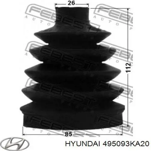 Пыльник ШРУСа внешний, левый Hyundai/Kia 495093KA20 цена, от 7.58 USD