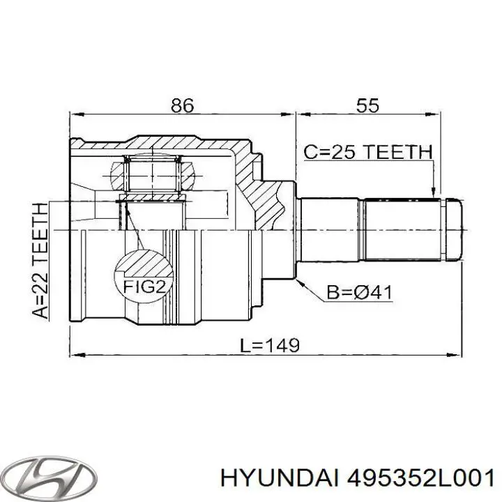 ШРУС внутренний правый 495352L001 Hyundai/Kia