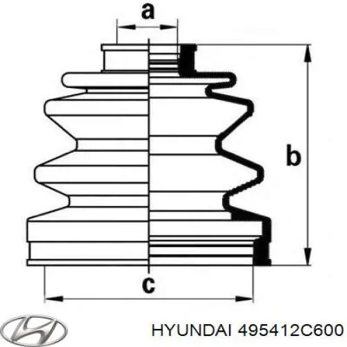495412C600 Hyundai/Kia пыльник шруса наружный левый