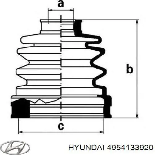 Fuelle, árbol de transmisión delantero exterior 4954133920 Hyundai/Kia