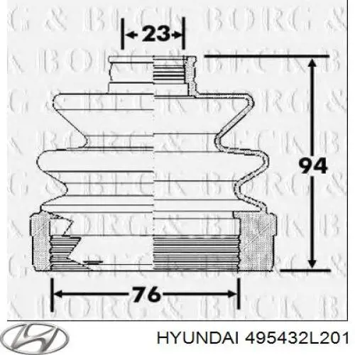 Пыльник шарнира угловых скоростей внутренний передний Hyundai/Kia 495432L201 цена, от 15.95 USD