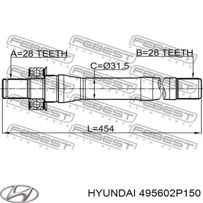 Купить 495602P150 Hyundai/Kia Вал привода полуоси, промежуточный