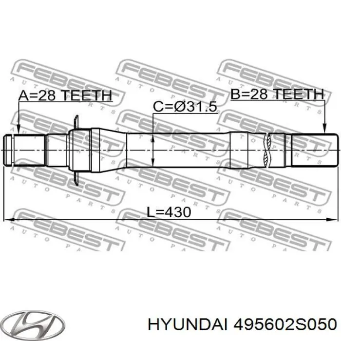 495602S050 Hyundai/Kia Приводной вал промежуточный