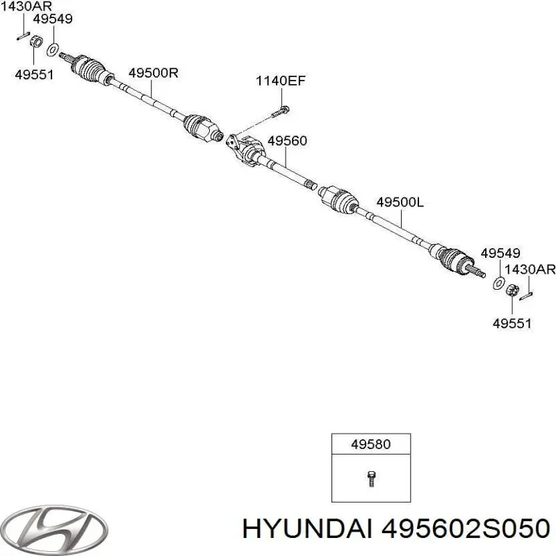 Вал привода промежуточный Hyundai/Kia 495602S050