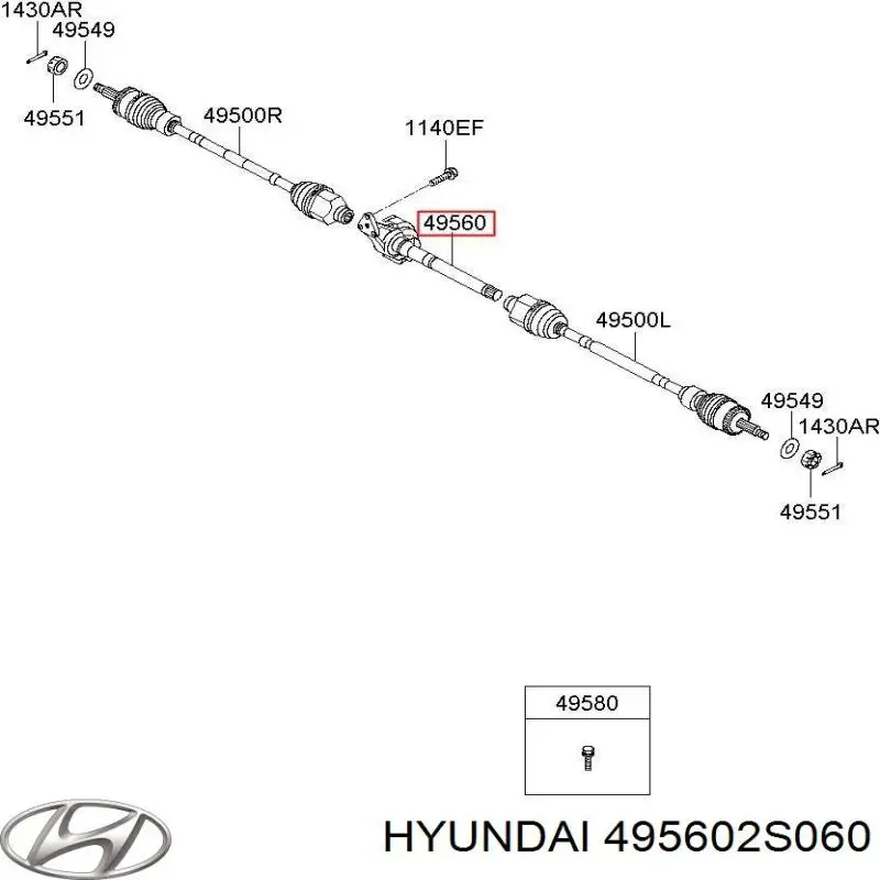 495602S060 Hyundai/Kia Приводной вал промежуточный