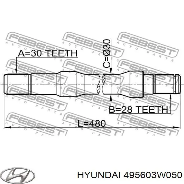 495603W050 Hyundai/Kia Приводной вал промежуточный