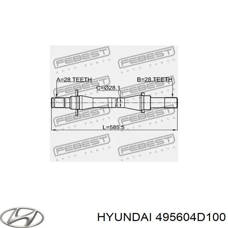 Правая полуось 495604D100 Hyundai/Kia