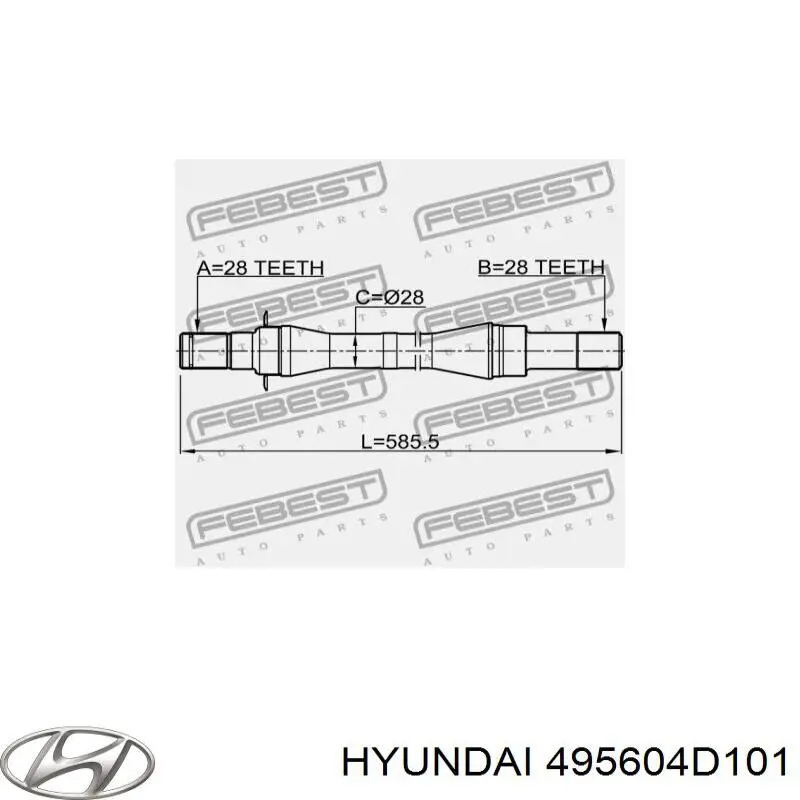 495604D101 Hyundai/Kia Полуось передняя, правая
