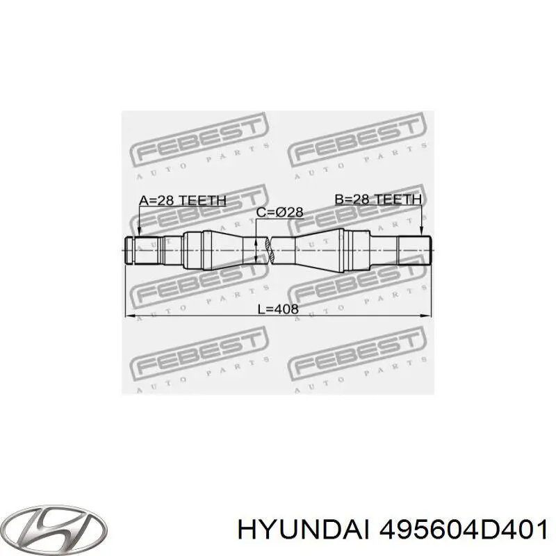 Привод передний правый Hyundai/Kia 495604D401 цена, от 49.29 USD