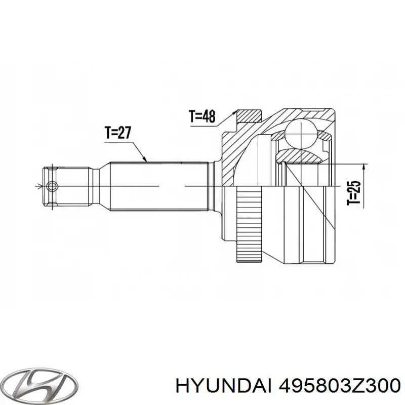Купить 495803Z300 Hyundai/Kia Шарнир равных угловых скоростей передний правый