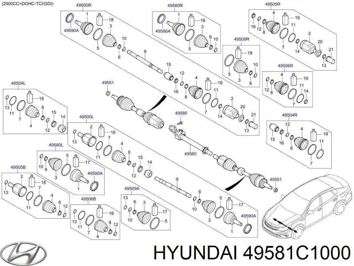Пыльник шарнира угловых скоростей наружный левый Hyundai/Kia 49581C1000