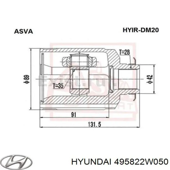 ШРУС внутренний передний правый Hyundai/Kia 495822W050FFF