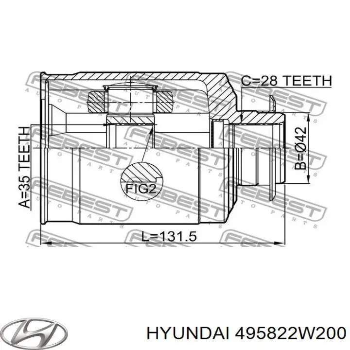 ШРУС внутренний передний левый 495822W200 Hyundai/Kia