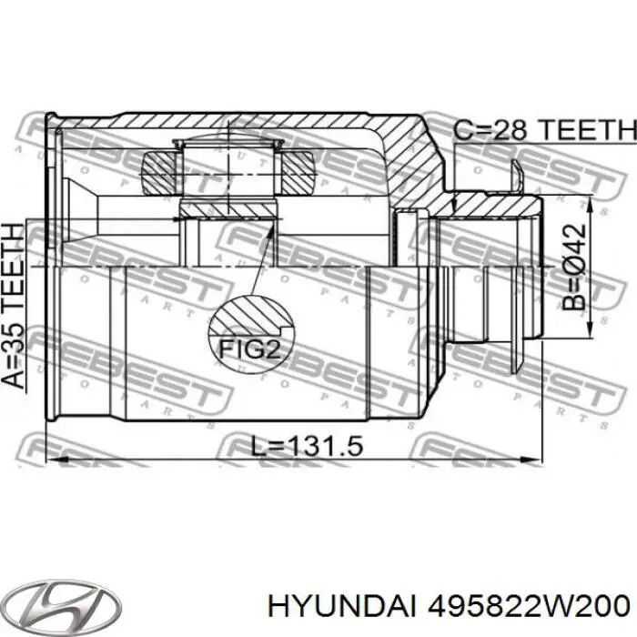 Купить 495822W200 Hyundai/Kia Шрус внутренний левый