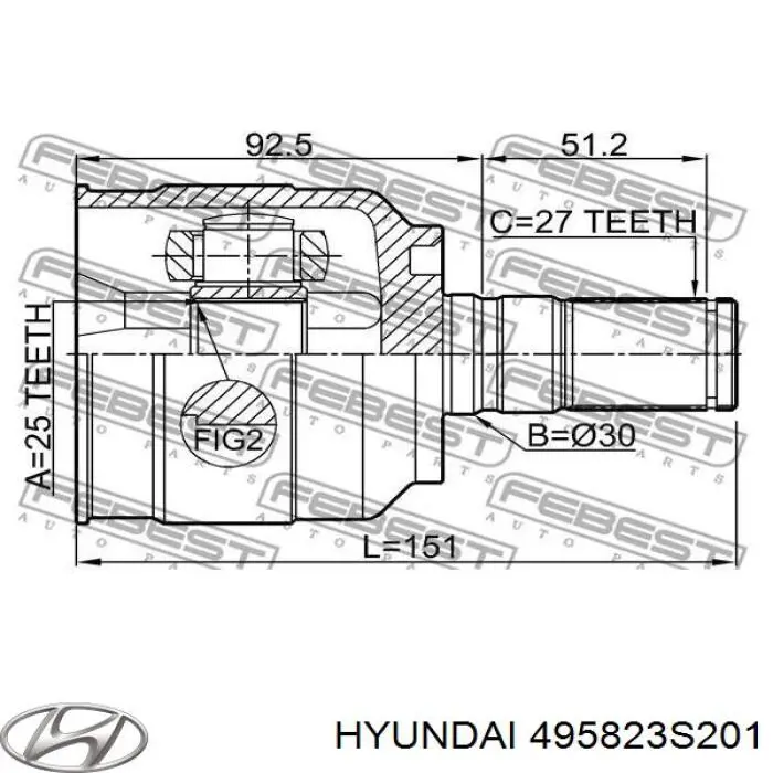 495823S201 Hyundai/Kia шрус внутренний передний