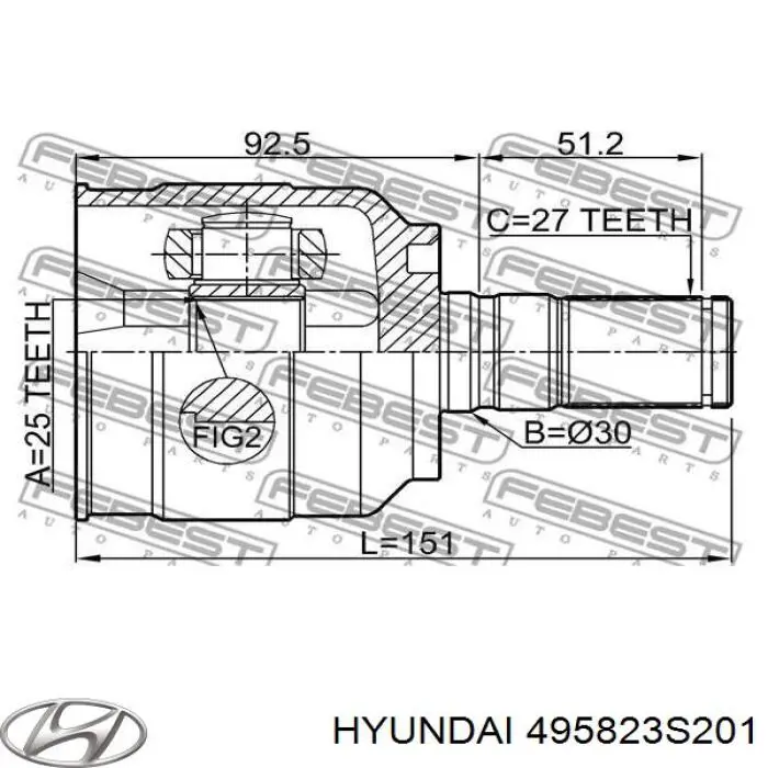 ШРУС внутренний передний 495823S201 Hyundai/Kia