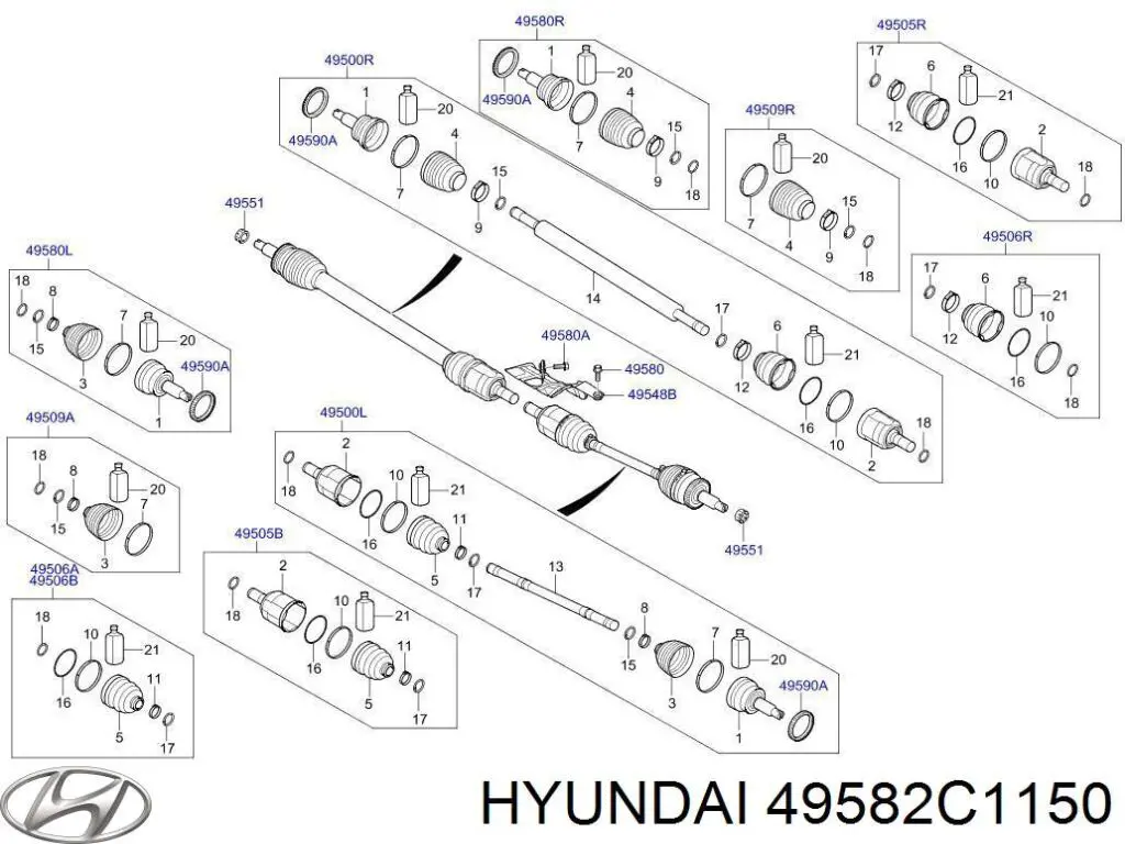 Junta homocinética interna dianteira direita para Hyundai Sonata (DN8)